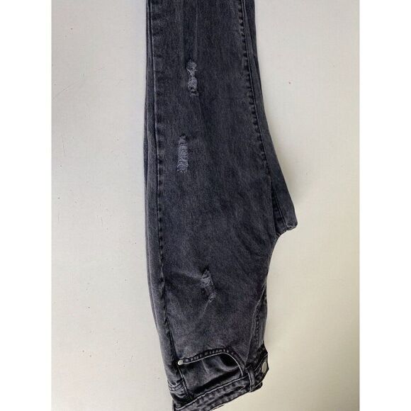 Nasty Gal Jeans Women’s Sz 2 Black Distressed Straight High Rise Denim Pants - Picture 6 of 10